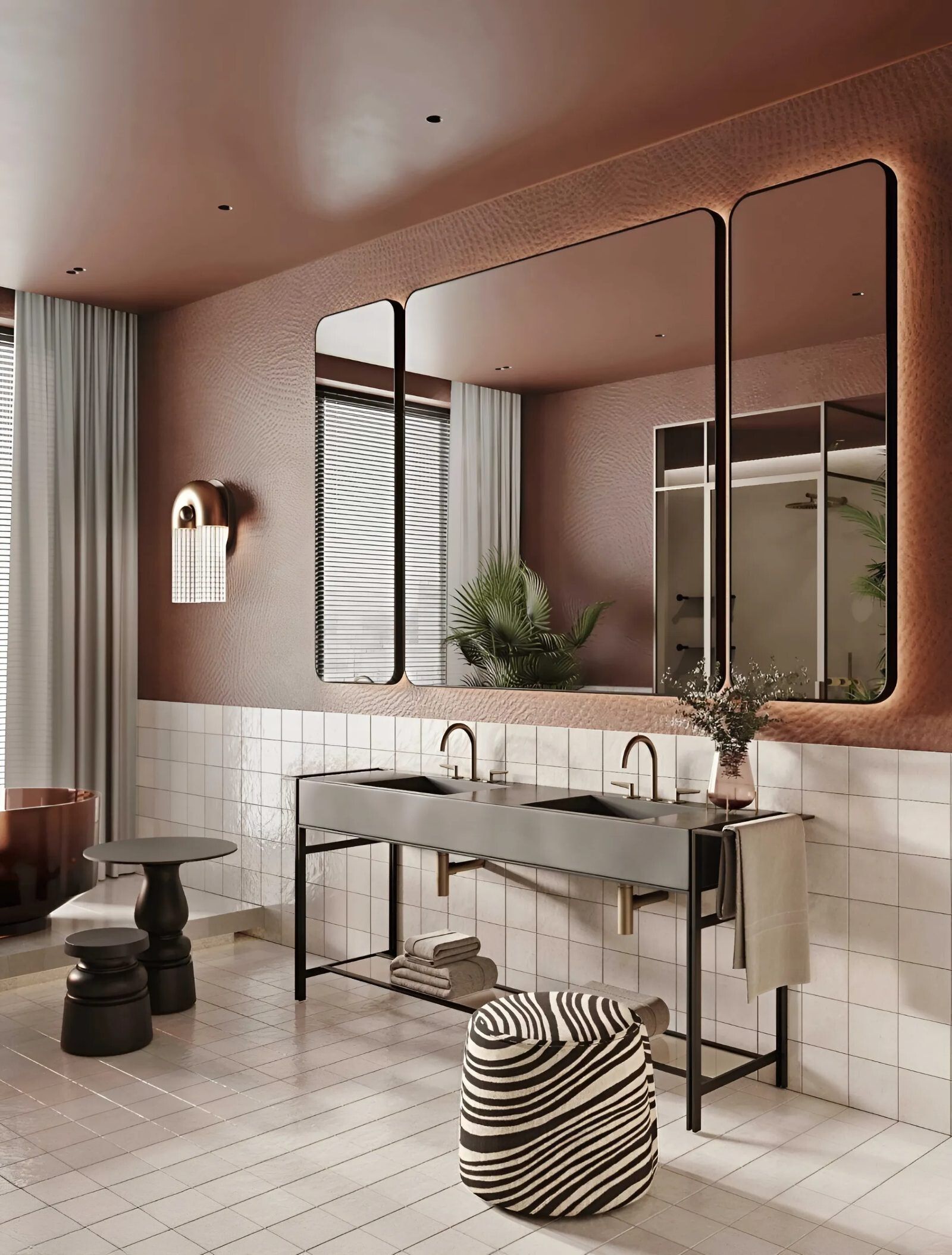 Phòng tắm Luxury nổi bật với các bố trí nội thất tinh gọn, thanh thoát