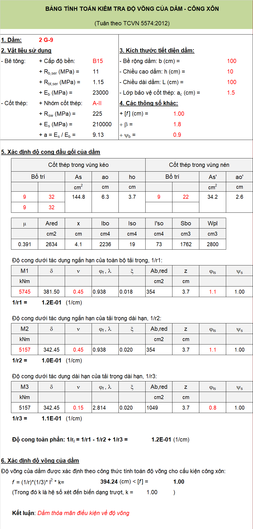 Cách tính toán độ võng của dầm console chi tiết 