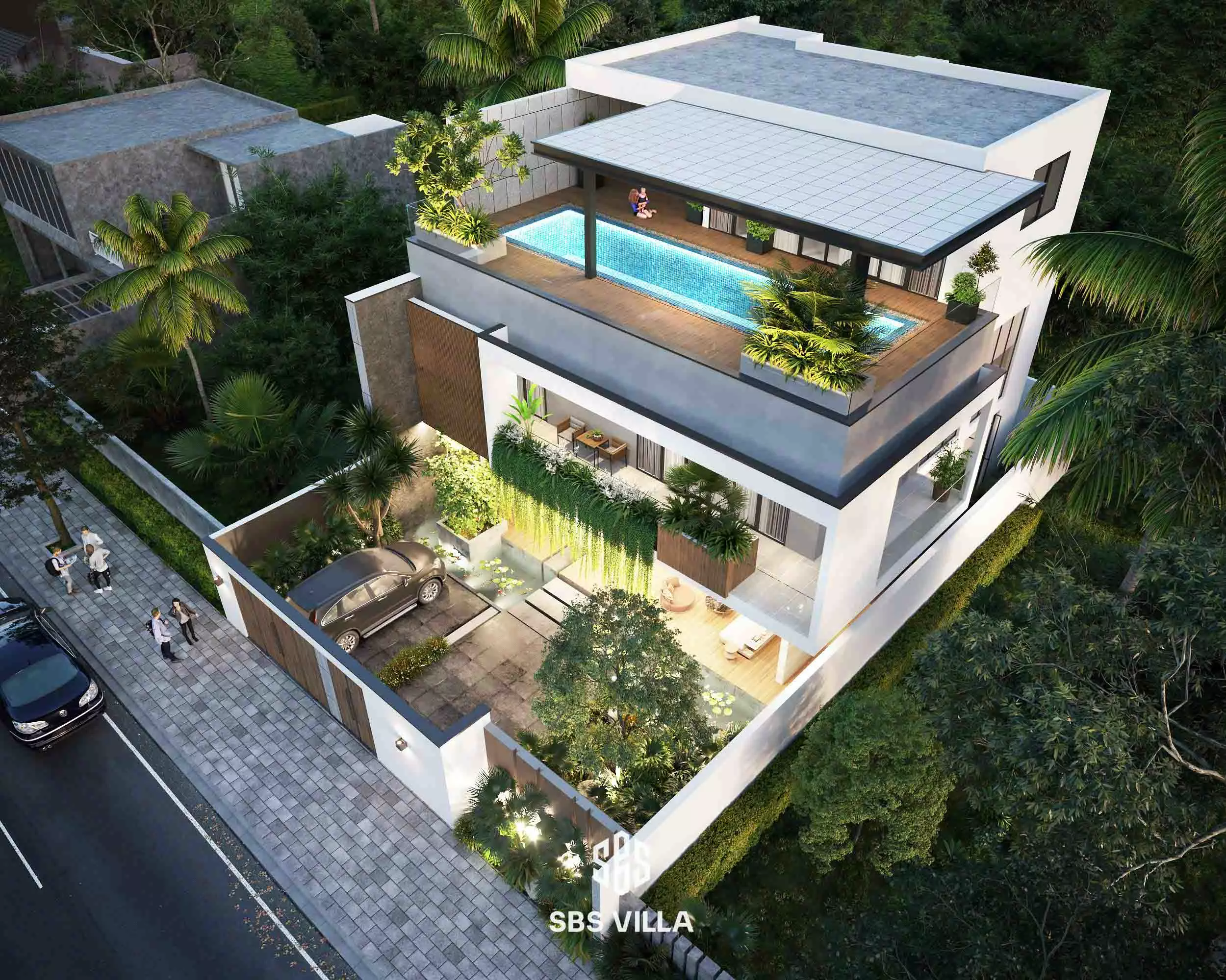 Mẫu biệt thự đơn lập có bể bơi.