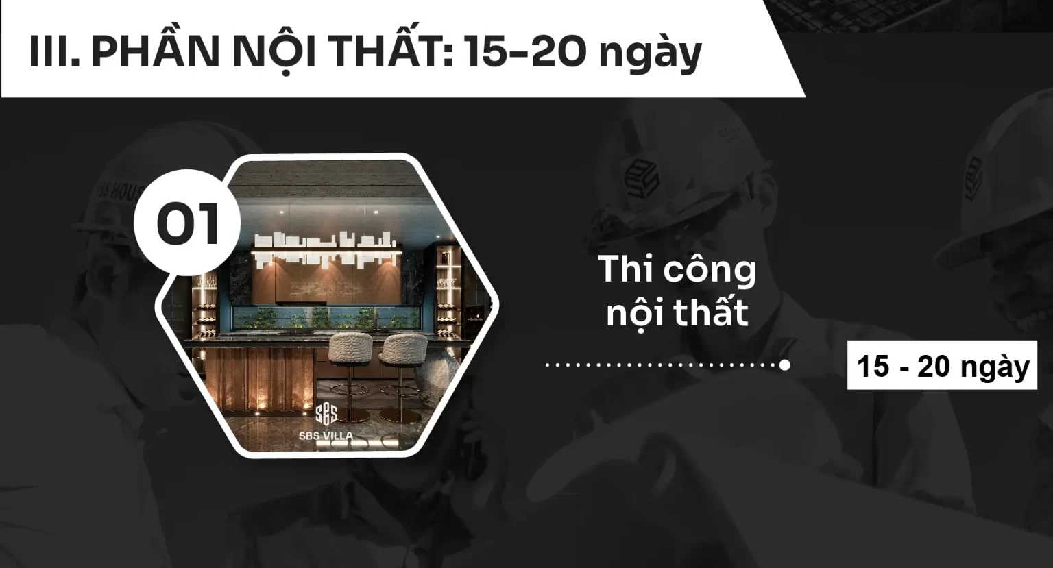 Thời gian thi công nội thất biệt thự 1 trệt 2 lầu