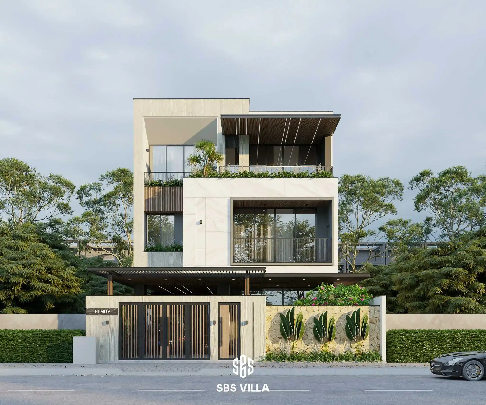 Mẫu thiết kế biệt thự 1 trệt 2 lầu hiện đại