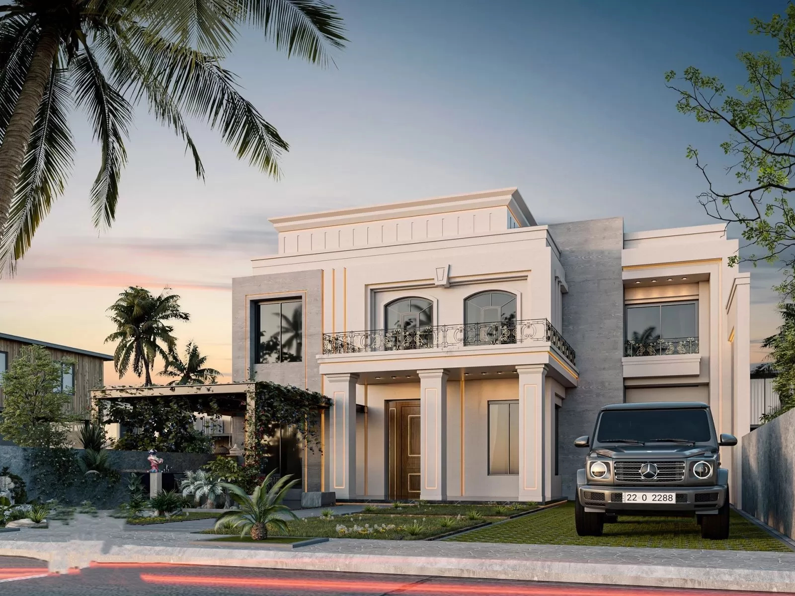 Mẫu thiết kế biệt thự 200m2 phong cách tân cổ điển.