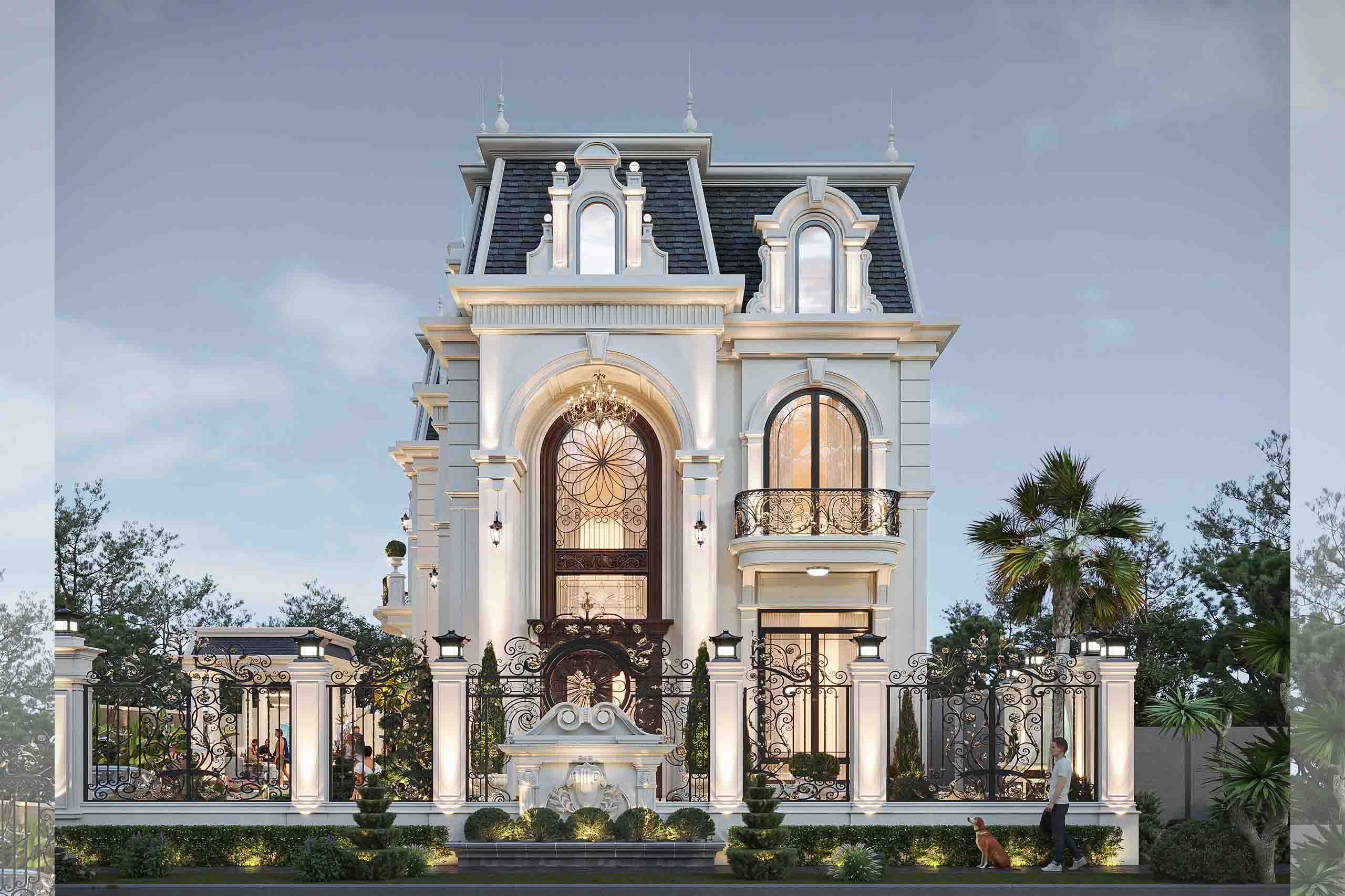 Chi tiết trang trí mặt tiền tinh tế, tinh xảo.