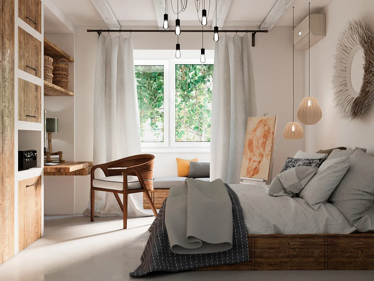 Thiết kế phòng ngủ phong cách Địa Trung Hải cần đảm bảo phòng nhận được nguồn sáng tự nhiên 