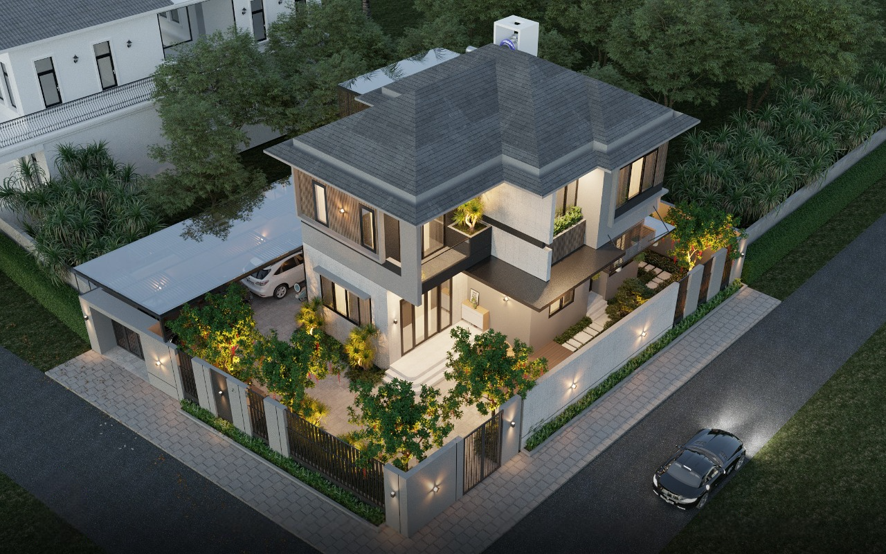 Mẫu thiết kế biệt thự sân vườn 400m2.