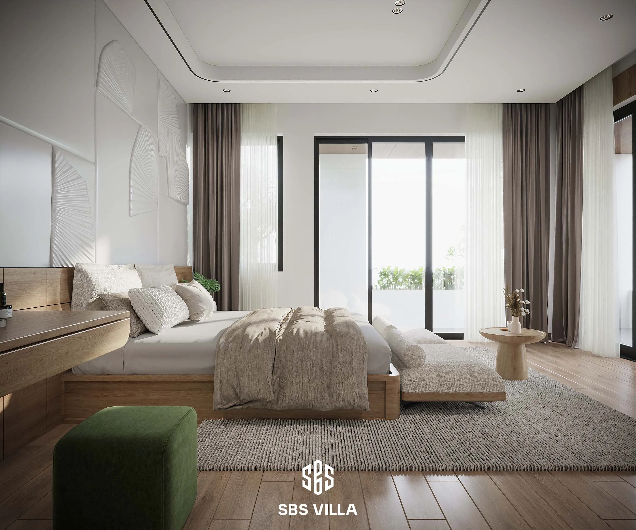 Mẫu thiết kế nội thất biệt thự đơn lập với phòng ngủ được bố trí hợp lí