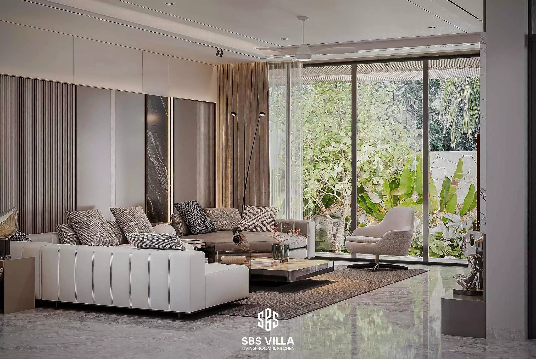 Mẫu thiết kế nội thất biệt thự đơn lập phòng khách