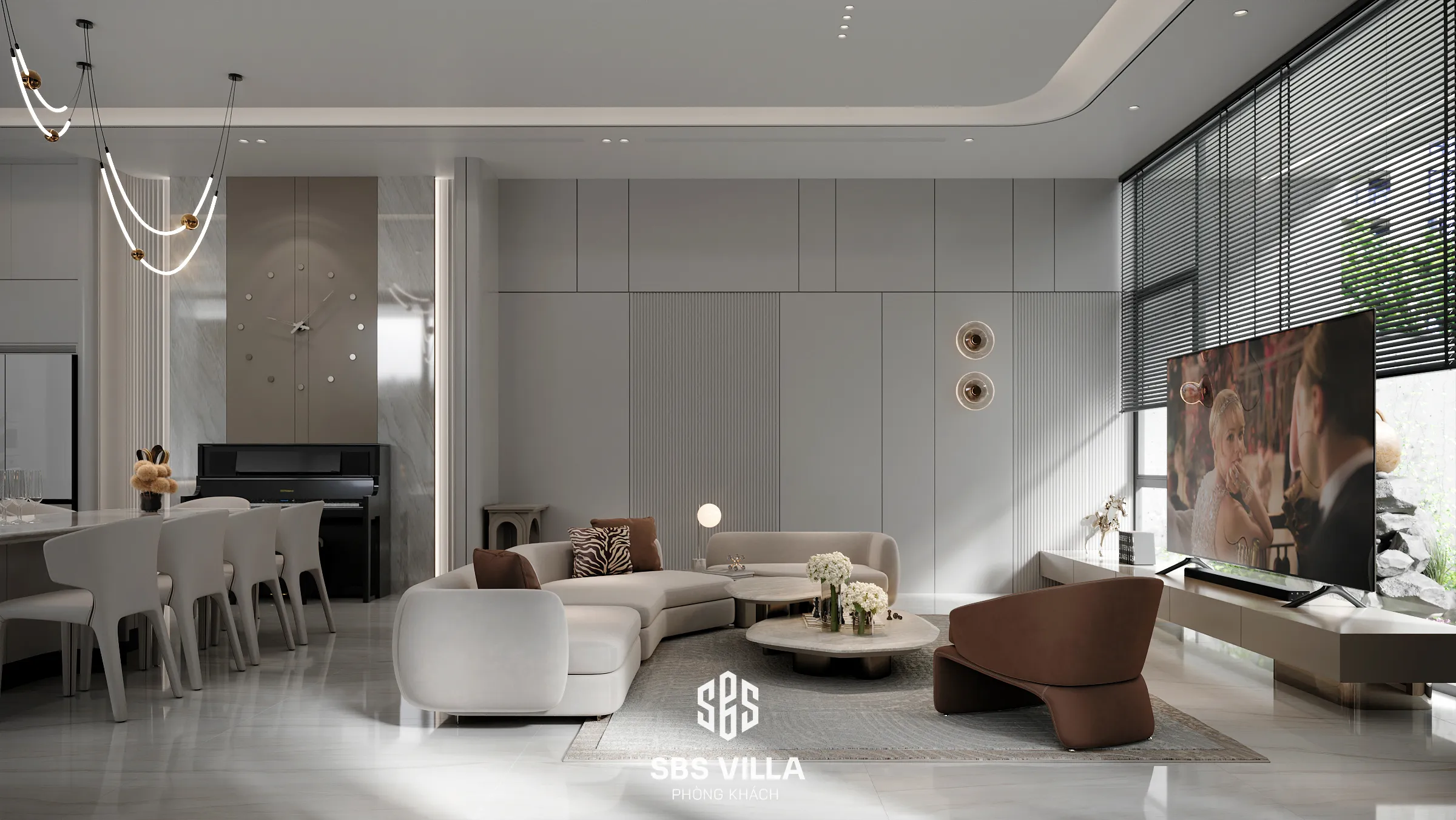 Mẫu thiết kế phòng khách 40m2 hiện đại