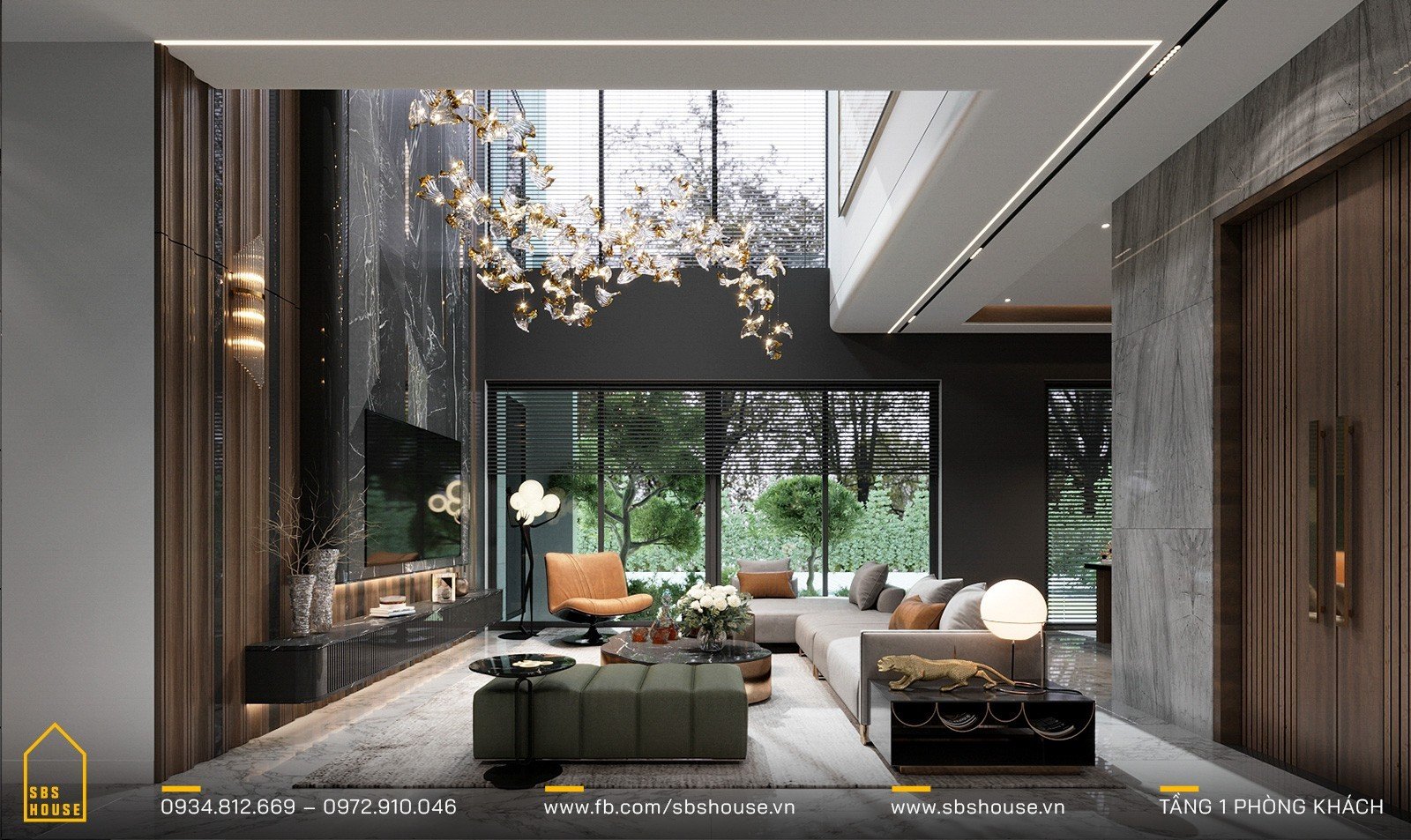 Biệt thự 2 tầng mặt tiền 9m phong cách Luxury
