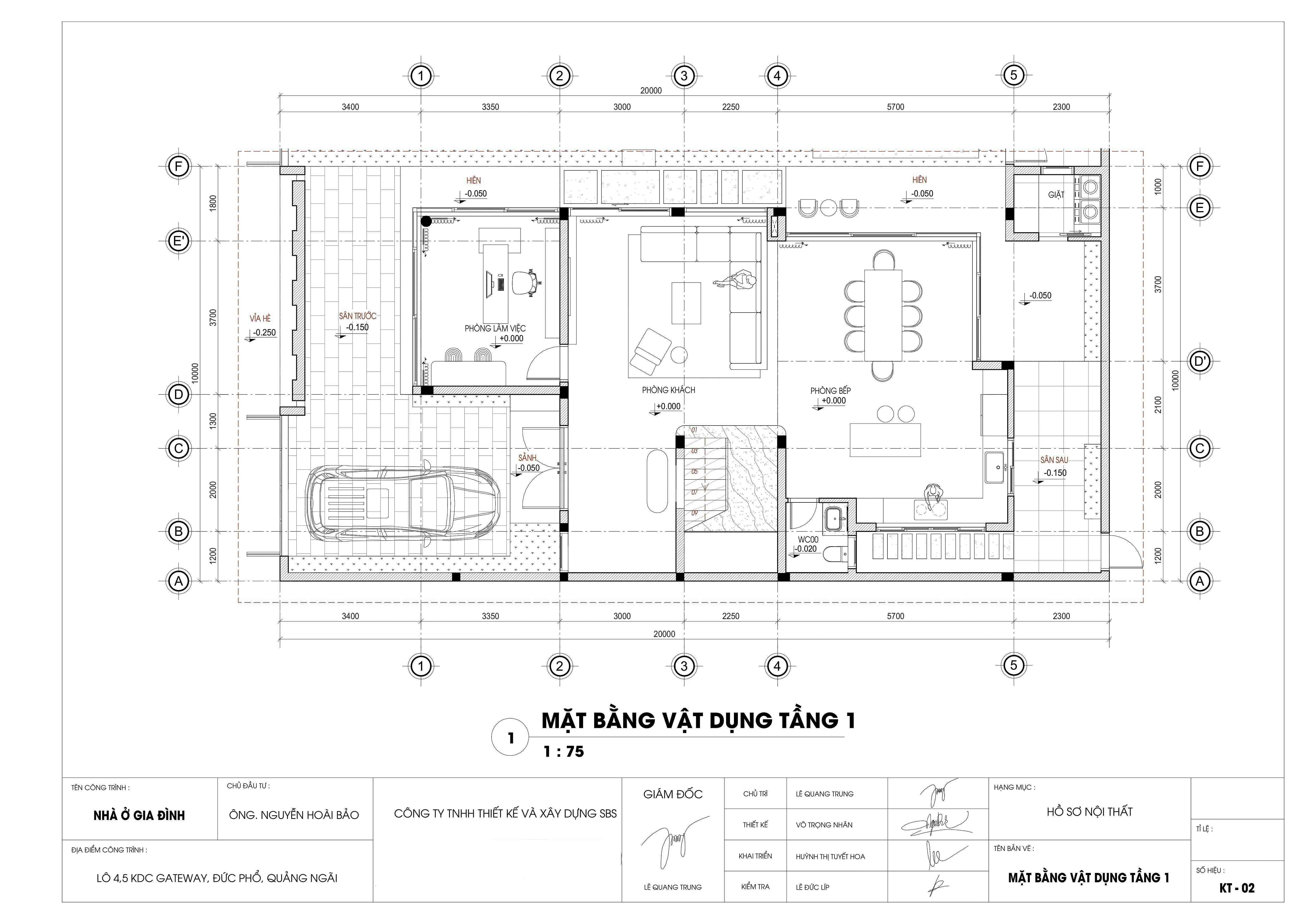 Mặt bằng bố trí vật dụng từng tầng 