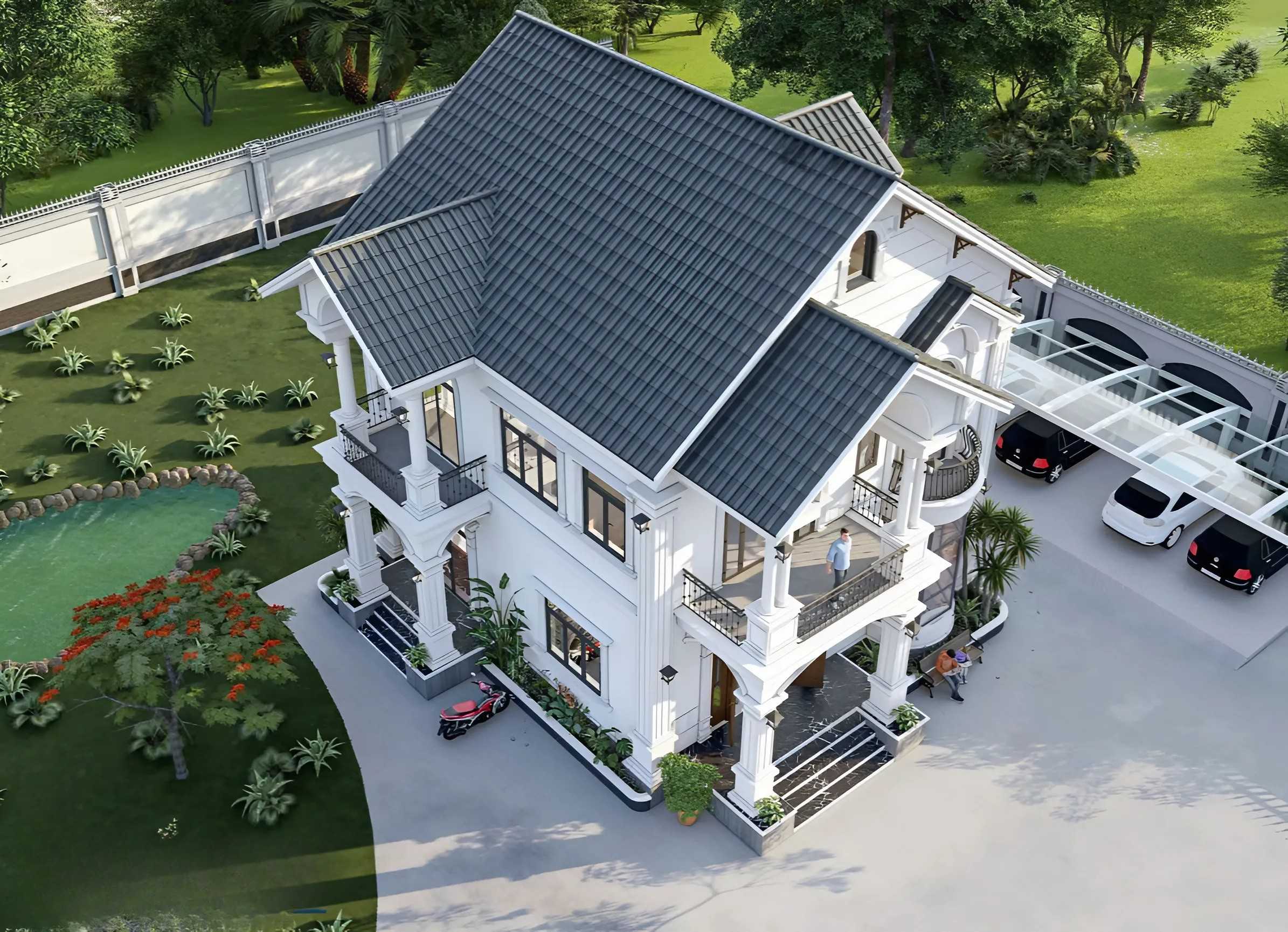Thiết kế biệt thự 2 tầng mái Thái phong cách Hiện đại 