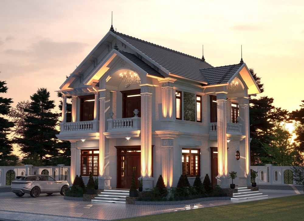 Mẫu biệt thự 2 tầng mái ngói mang ý nghĩa sâu sắc về mặt phong thủy (Nguồn ảnh: Sưu tầm). 