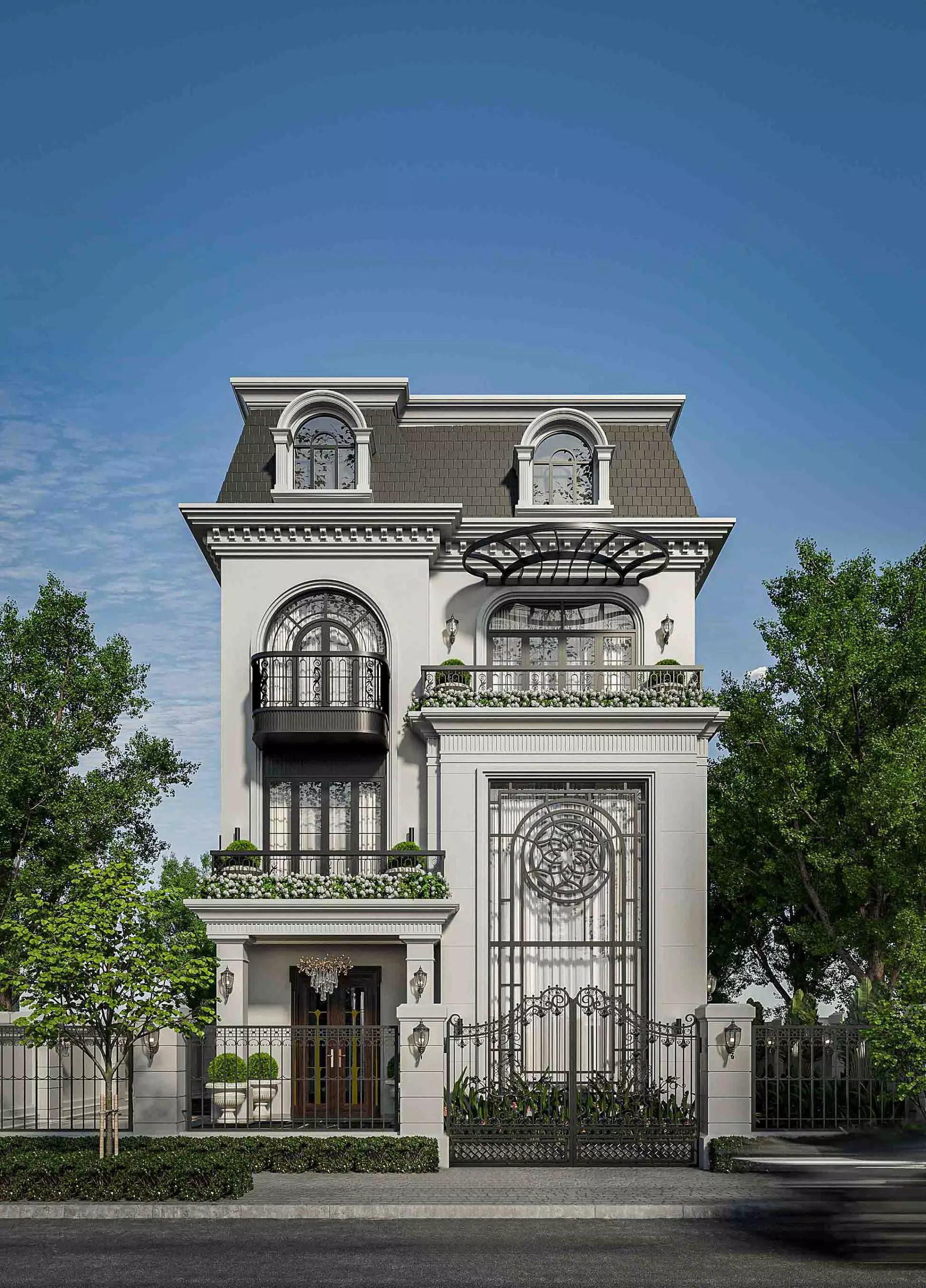 Biệt thự tầng châu Âu mái Mansard (Nguồn ảnh: Sưu tầm).