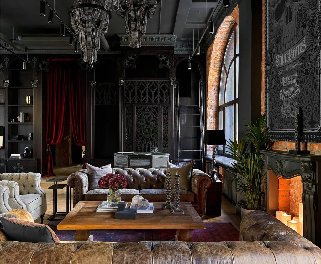 Nội thất biệt thự lâu đài phong cách Gothic.