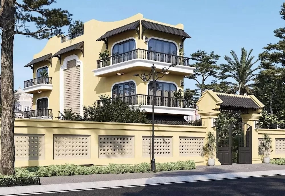 Biệt thự mini 2 tầng 60m2 phong cách Indochine (Nguồn ảnh: Sưu tầm).