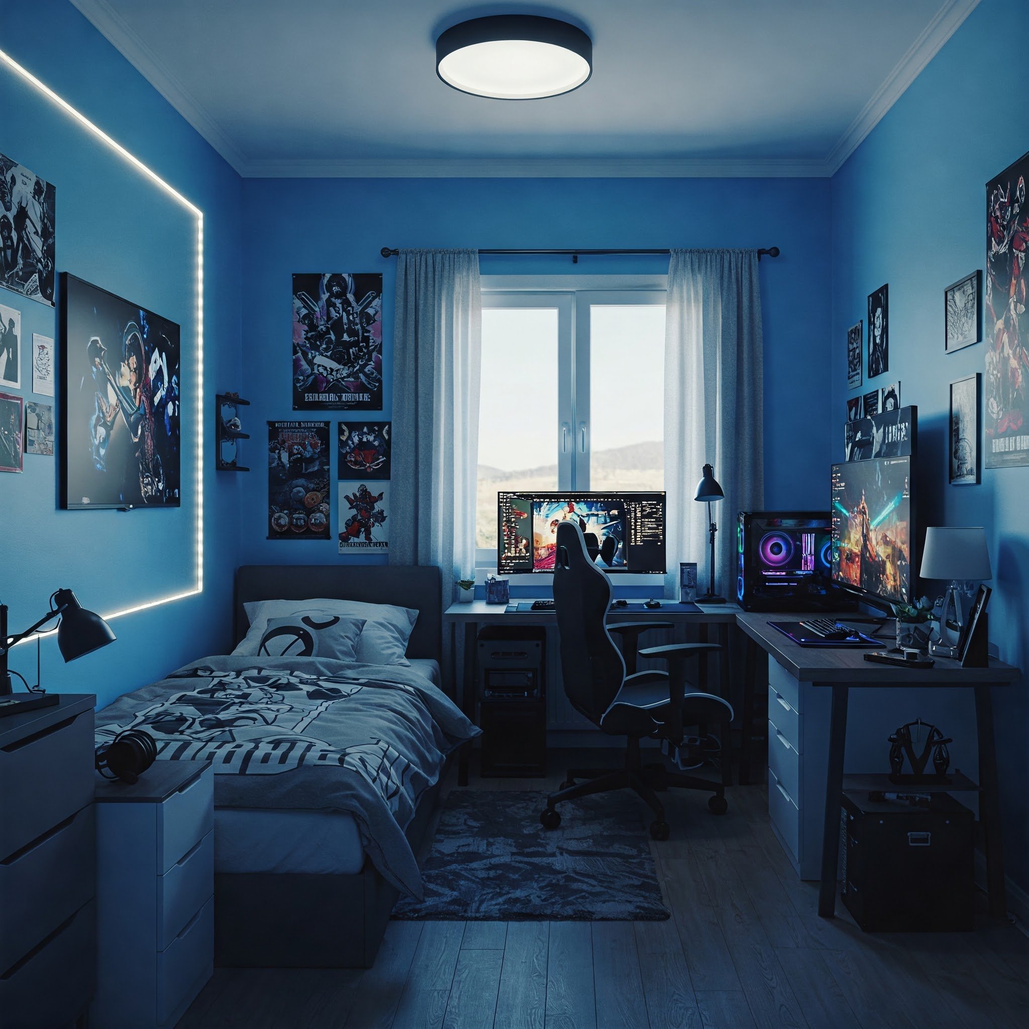 Phòng ngủ gaming nhỏ gọn (Nguồn ảnh: Sưu tầm).