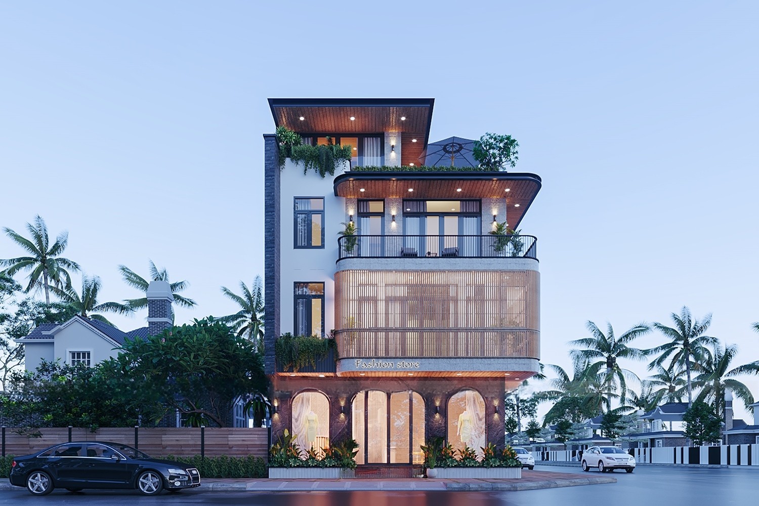 Biệt thự 3 tầng 1 tum hiện đại 120m2 (Nguồn ảnh: Sưu tầm).