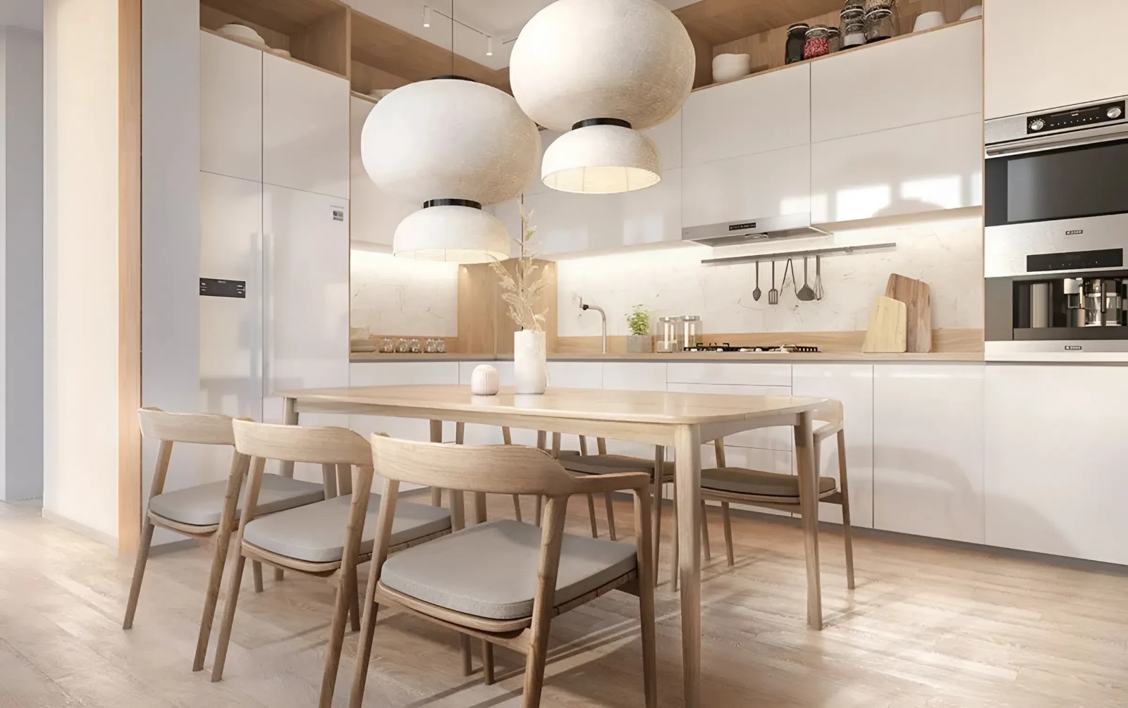 Nội thất phòng bếp biệt thự phong cách Scandinavian diện tích 12m2 (Nguồn ảnh: Sưu tầm).