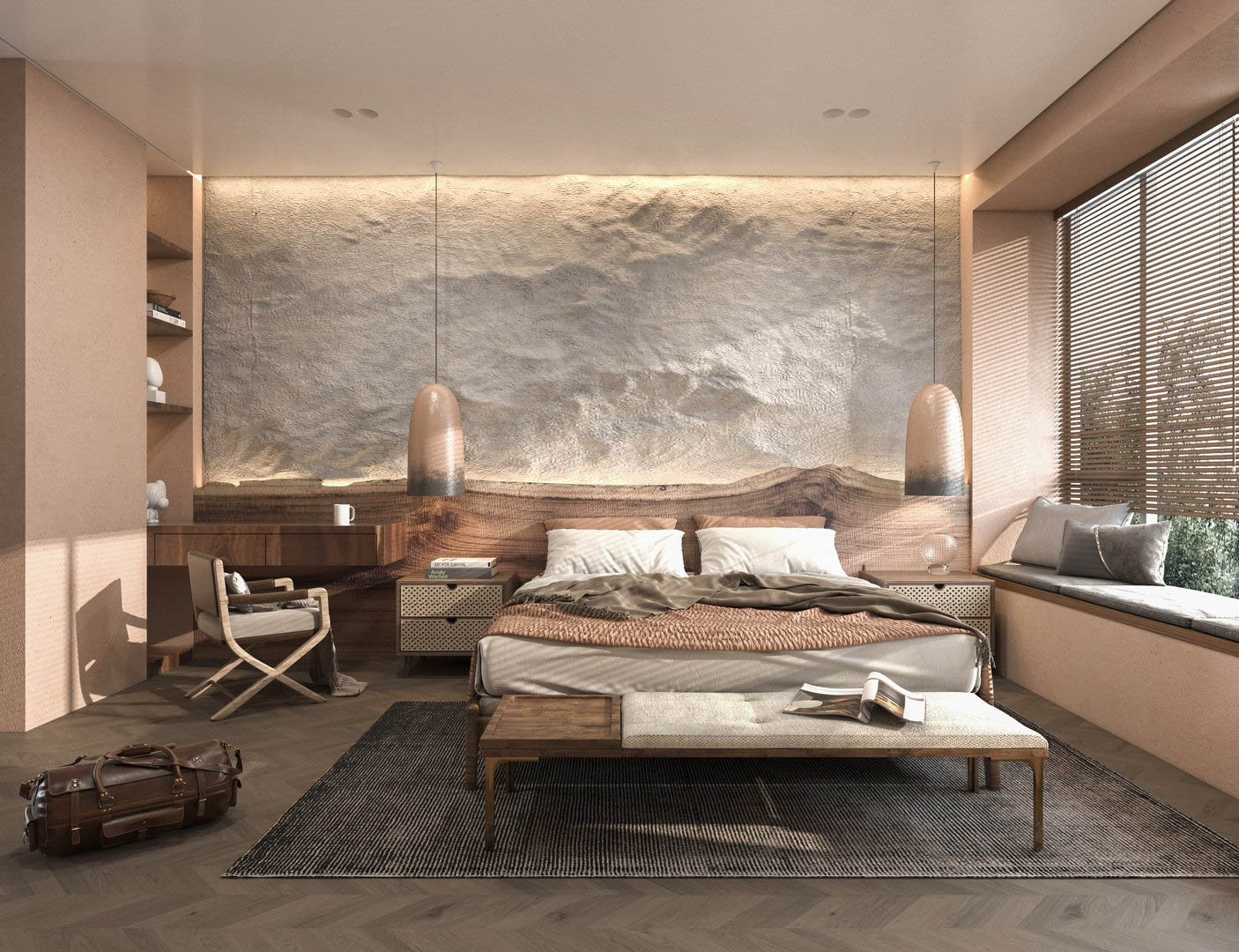phòng ngủ phong cách wabi sabi