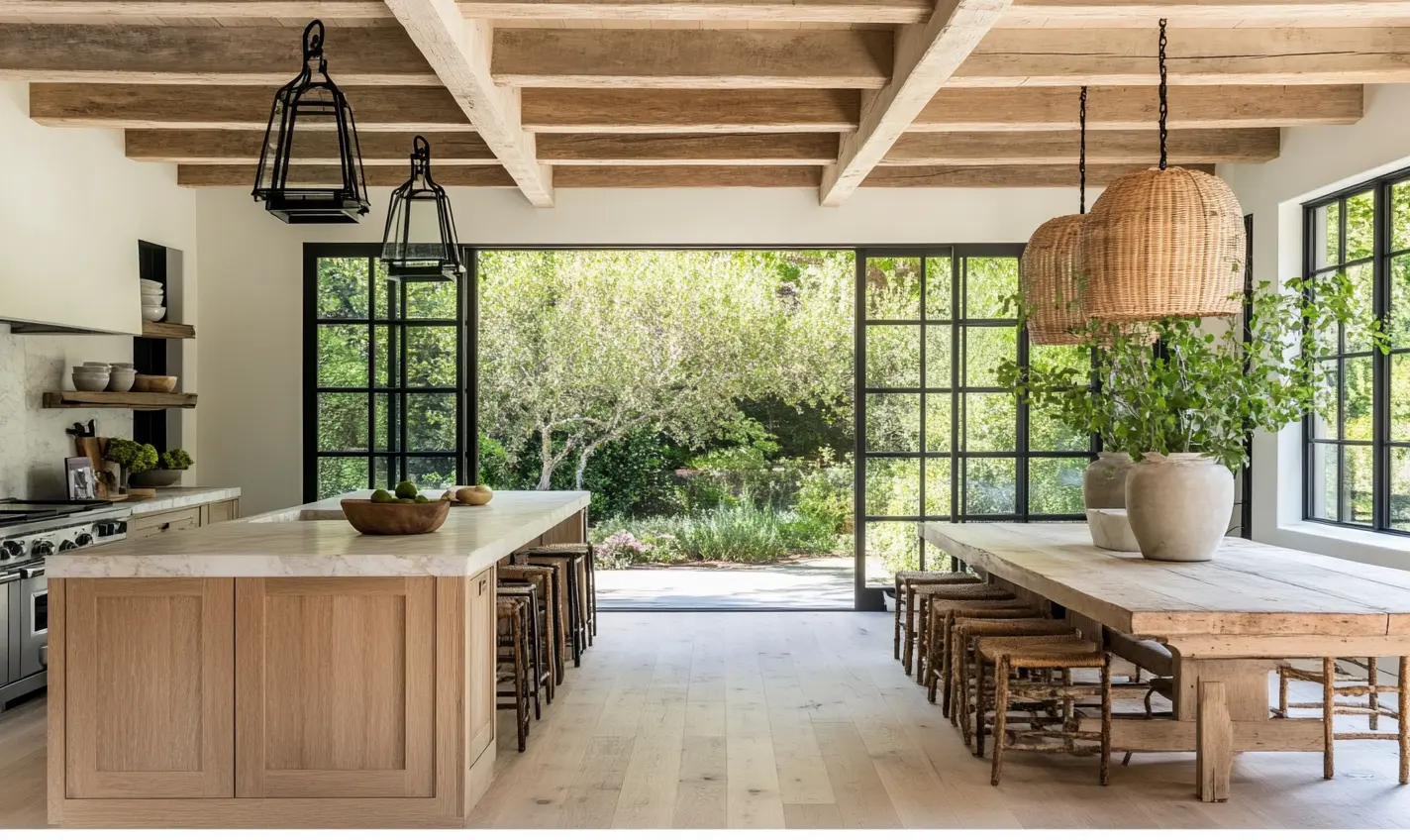 Phòng bếp biệt thự phong cách Wabi Sabi (Nguồn ảnh: Sưu tầm).