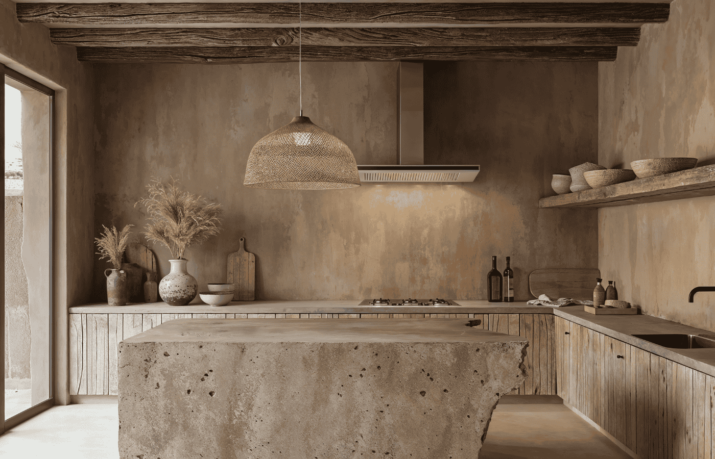 Phòng bếp phong cách Wabi Sabi