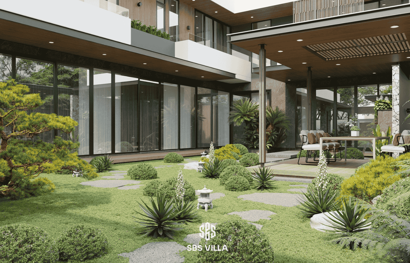 biệt thự 1 tầng chữ l