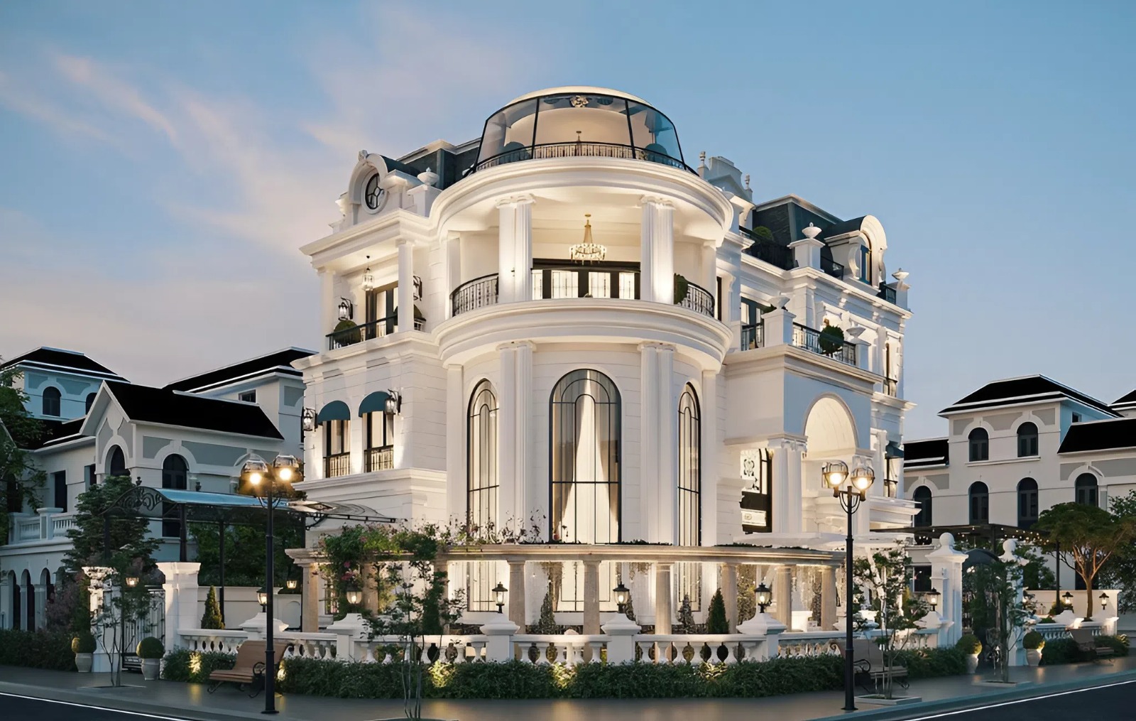 Việc thi công các hệ phào chỉ của biệt thự Tân cổ điển khá phức tạp (Nguồn ảnh: Sưu tầm). 