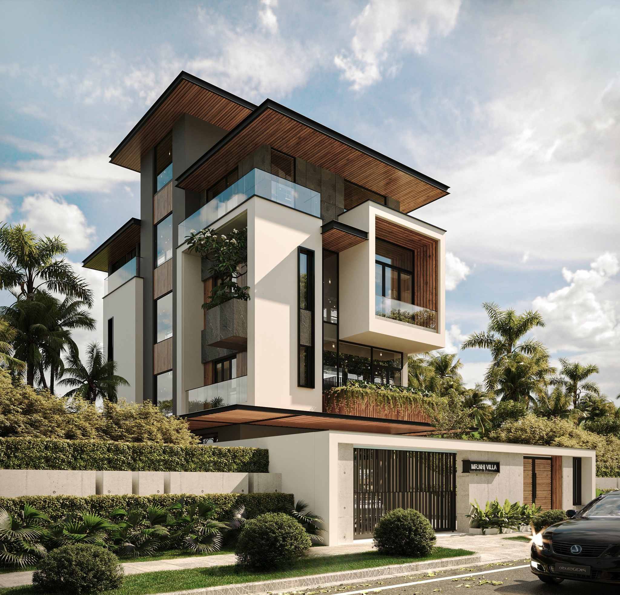 Biệt thự 5 tầng 2 mặt tiền Phong cách Hiện Đại (Nguồn ảnh: Sưu tầm).