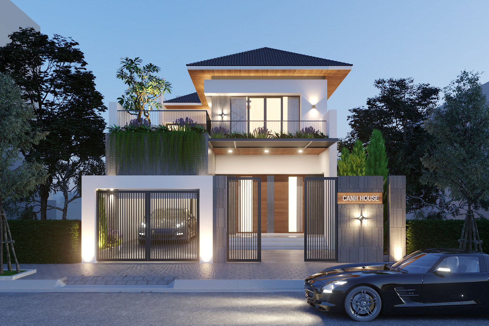 Mẫu thiết kế biệt thự 70m2 2 tầng mái Nhật.