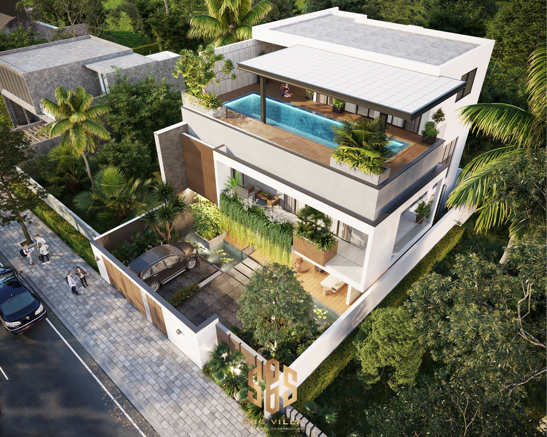 Biệt thự 2 tầng 70m2 có hồ bơi.