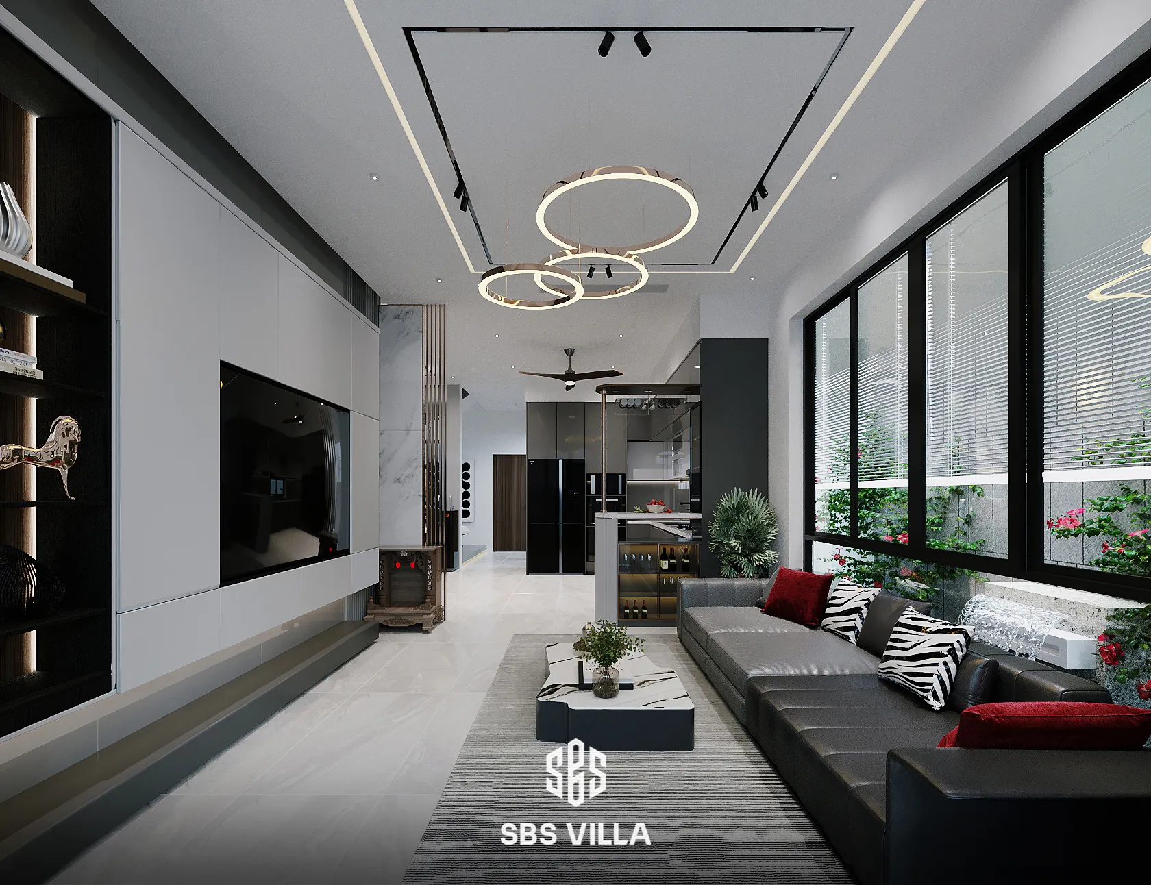 Sofa băng phòng khách hiện đại trở thành điểm nhấn tinh tế cho không gian. 