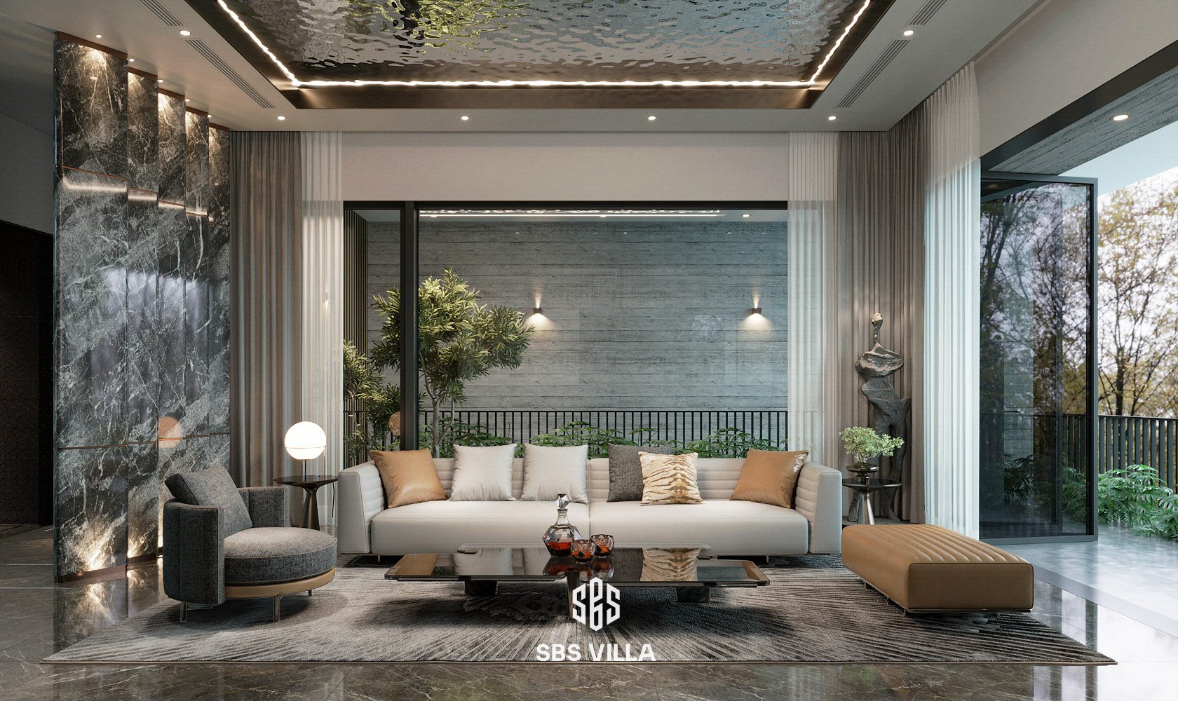 Mẫu sofa chữ I dành cho phòng khách hiện đại.