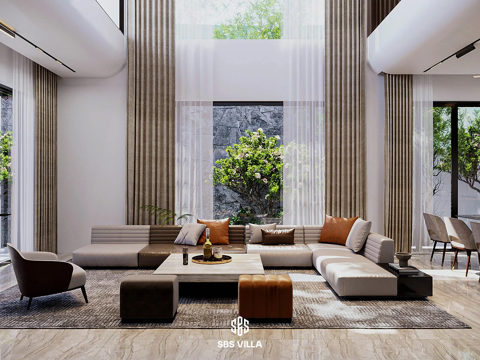 Sofa phòng khách hiện đại không tay vịn mang đến vẻ đẹp trẻ trung cho không gian. 