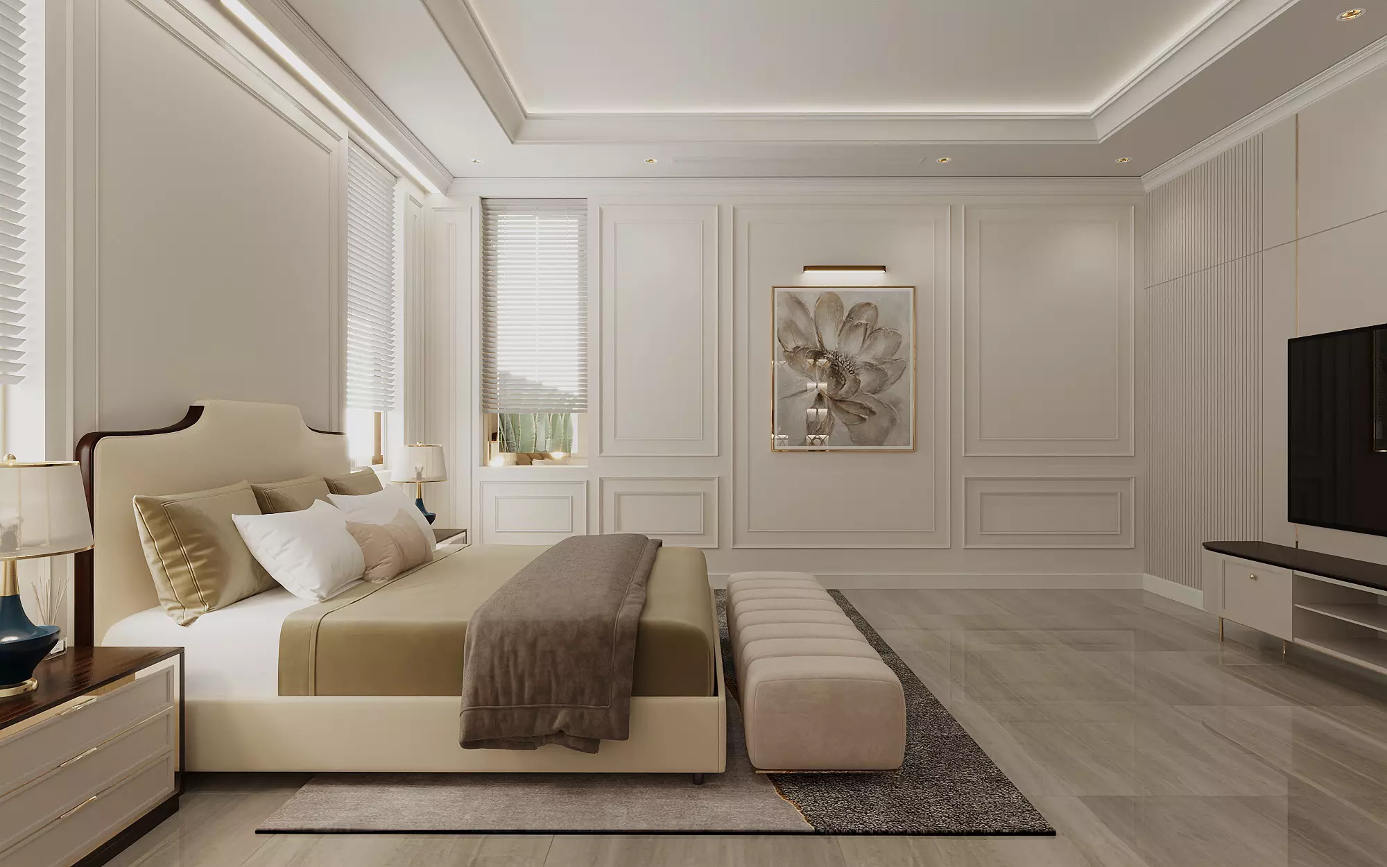 nội thất phòng ngủ phong cách Modern Classic