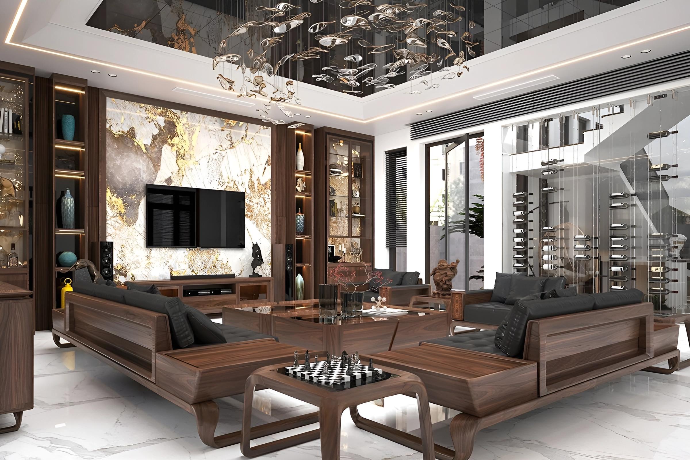Phòng khách Luxury đề cao tính tinh xảo trong từng thiết kế
