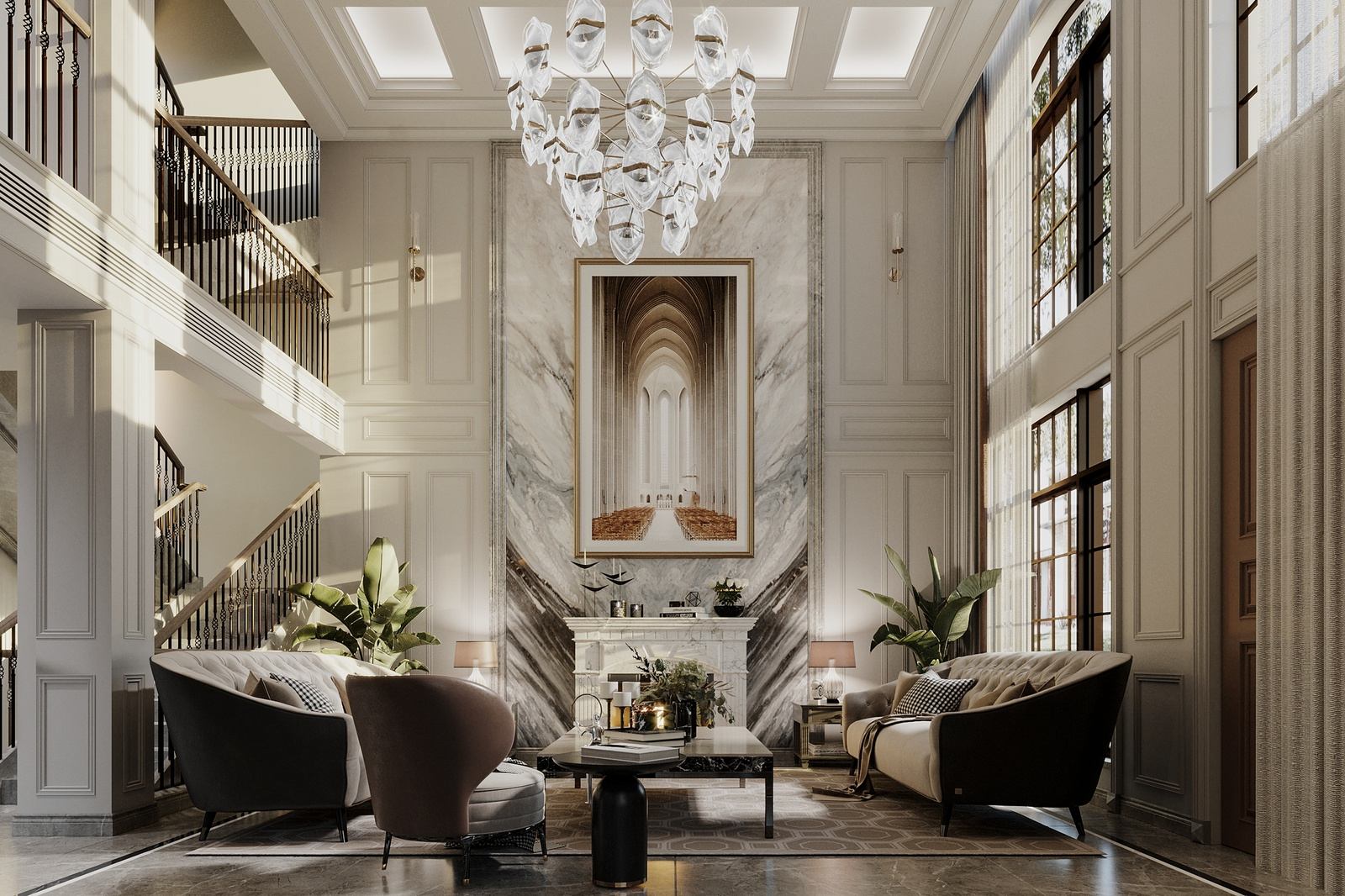 Thiết kế phòng khách biệt thự Luxury mang hơi hướng Châu u sang trọng