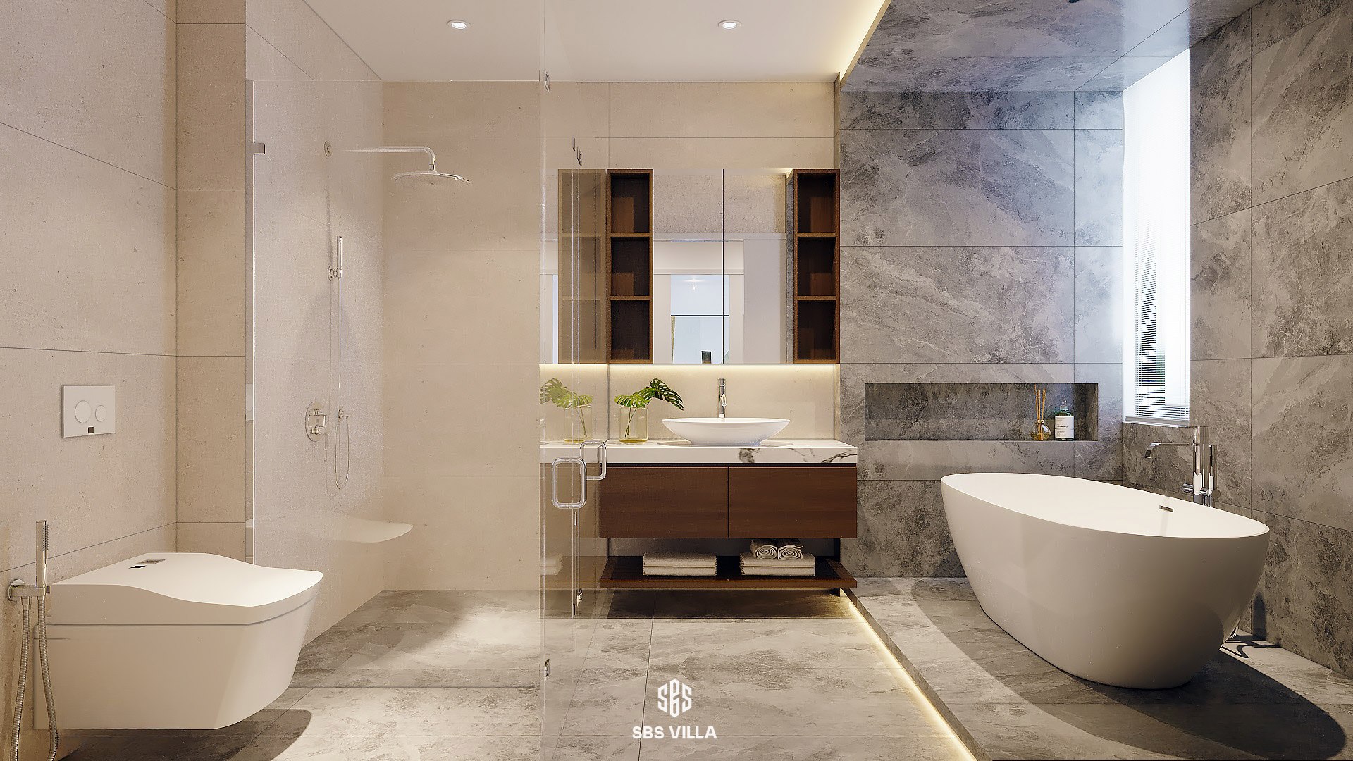 Sử dụng bồn tắm nằm sang trọng, kiến tạo vẻ đẹp đẳng cấp cho phòng tắm biệt thự