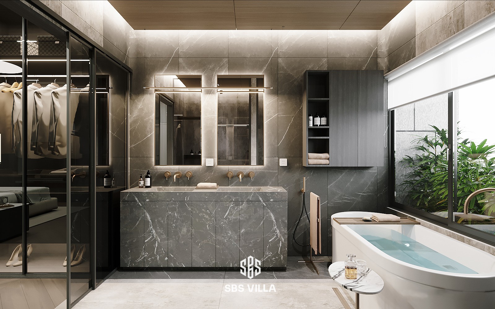 Không gian phòng tắm với lối kiến trúc hiện đại, tối giản tích hợp tiện nghi đầy đủ cùng công năng vượt trội