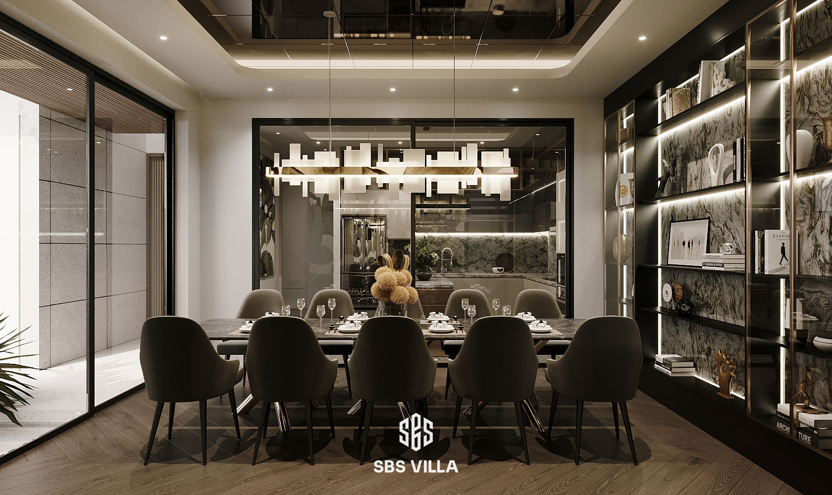Thiết kế phòng ăn phong cách Modern Luxury kết nối không gian bếp