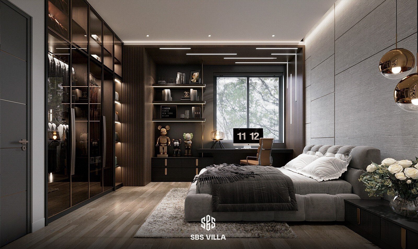Không gian phòng ngủ sử dụng chất liệu gỗ tạo cảm giác sang trọng, ấm cúng