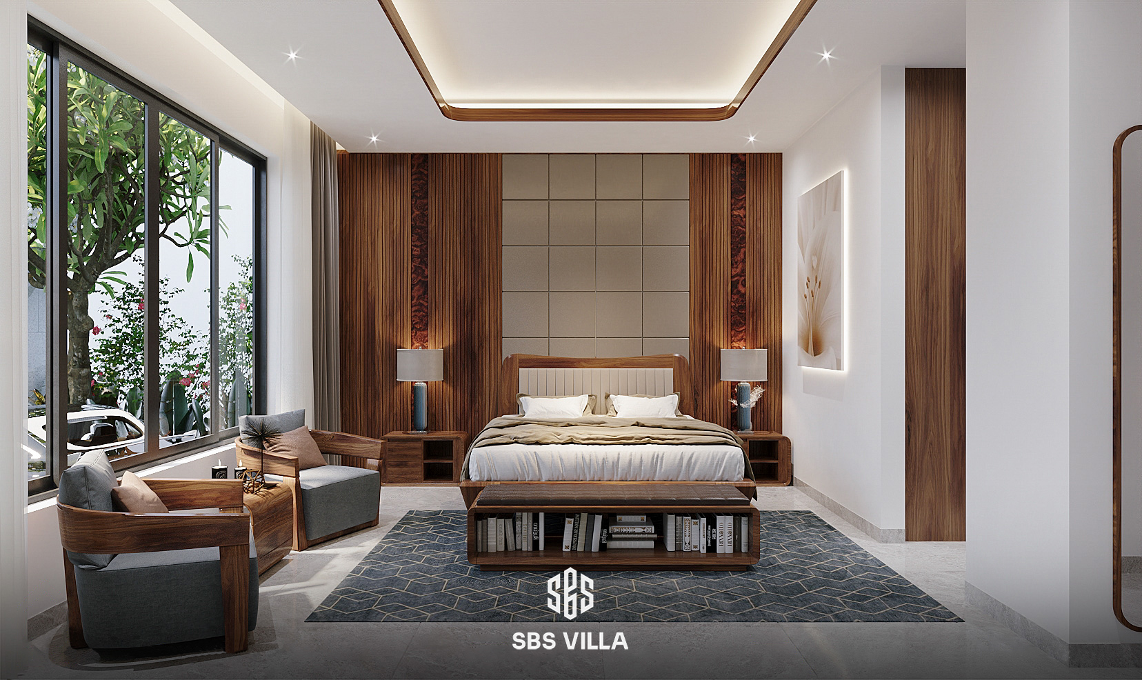 Mẫu thiết kế phòng ngủ master nội thất gỗ sang trọng