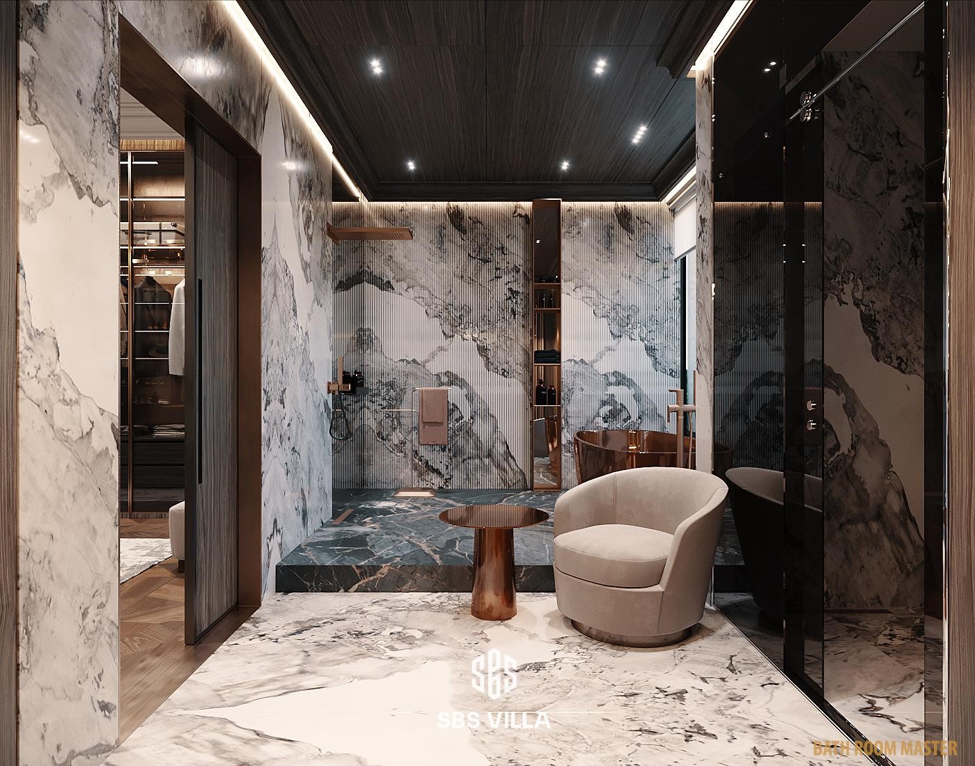 Mẫu phòng tắm biệt thự phong cách Luxury