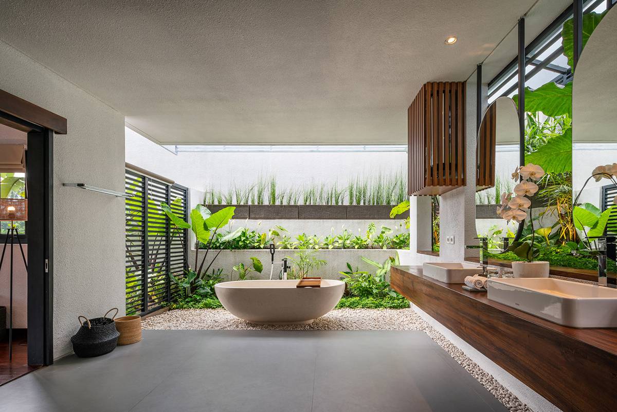 phòng tắm nhà biệt thự phong cách tropical