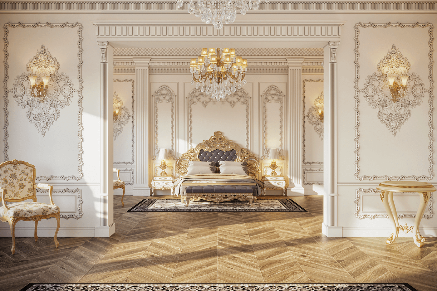 Mẫu phòng ngủ đẹp phong cách hoàng gia
